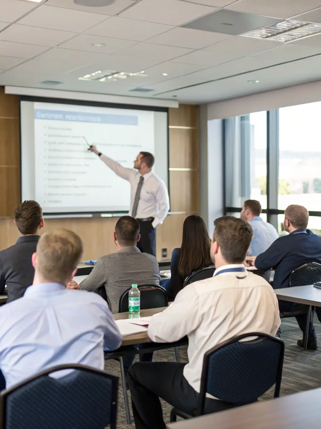 A consultant is leading a training session for employees, focusing on skill development and knowledge transfer.
